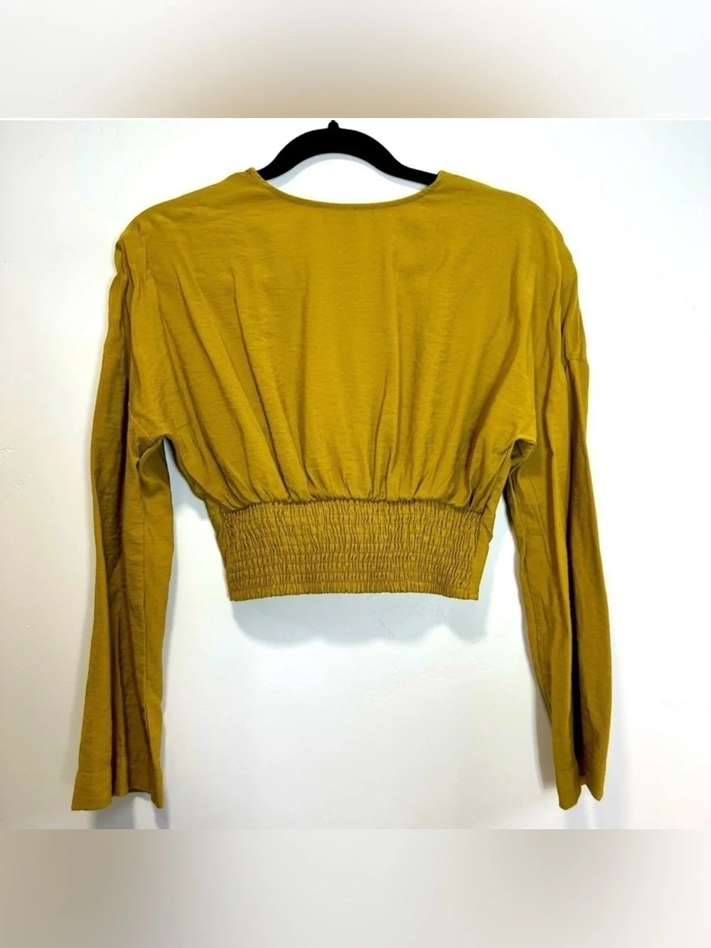 Free People Mustard Yellow V-Neck Button Front Blouse